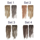 Set 1 "Ash Blonde", Set 2 "Honey Blonde", Set 3 "Medium Brown", Set 4 "Dark Brown"